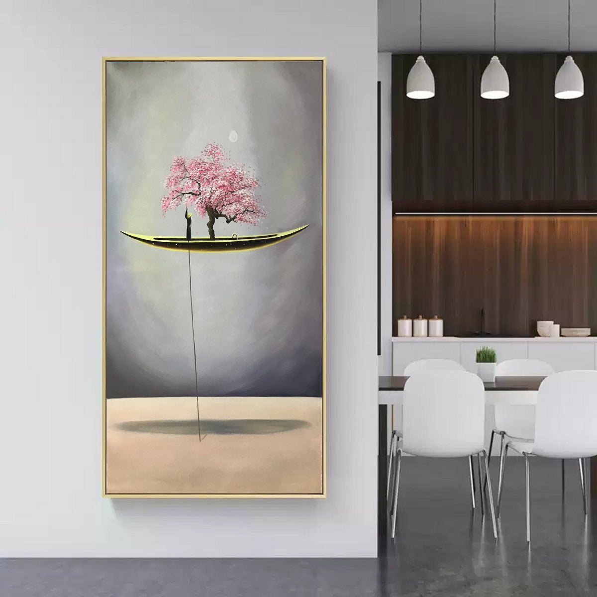 An Abstract Painting of a Floating Canoe,Abstract Oil Painting Artwork ...