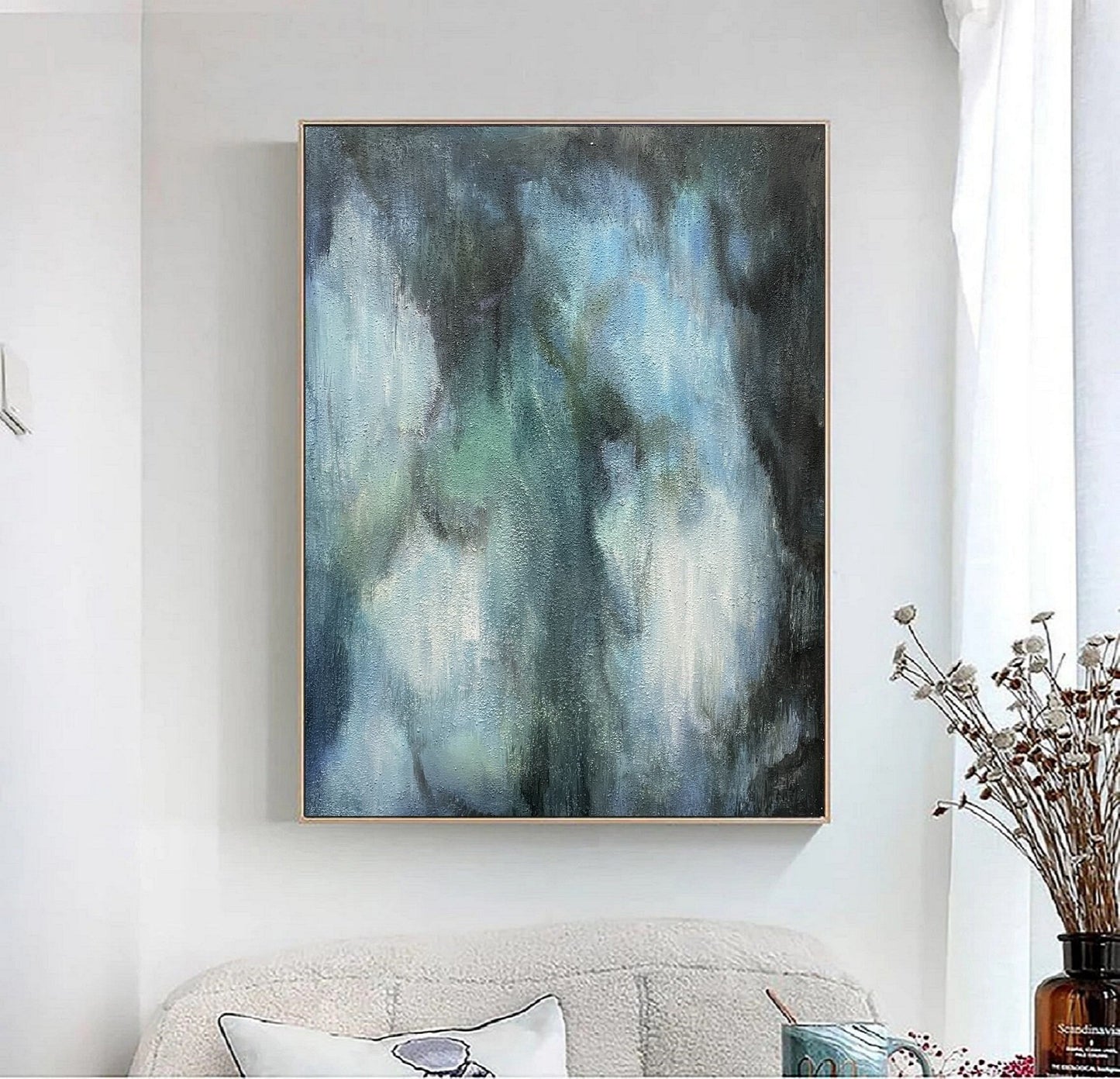 Green Minimalism Painting Large Green Abstract Painting Green Wall Art Green Canvas Painting Green Abstract Art Green Canvas Wall Art