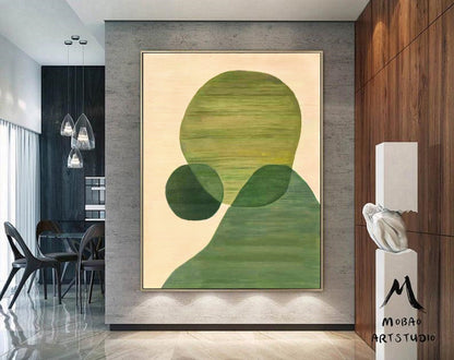 Wabi Sabi Wall Art Green Boho Wall Art Minimalist Textured Painting Green Minimailist Art Green Abstract Geometric Art Large Modern Wall Art