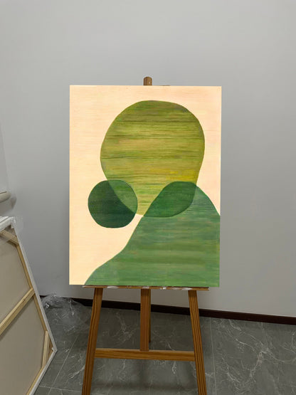 Wabi Sabi Wall Art Green Boho Wall Art Minimalist Textured Painting Green Minimailist Art Green Abstract Geometric Art Large Modern Wall Art