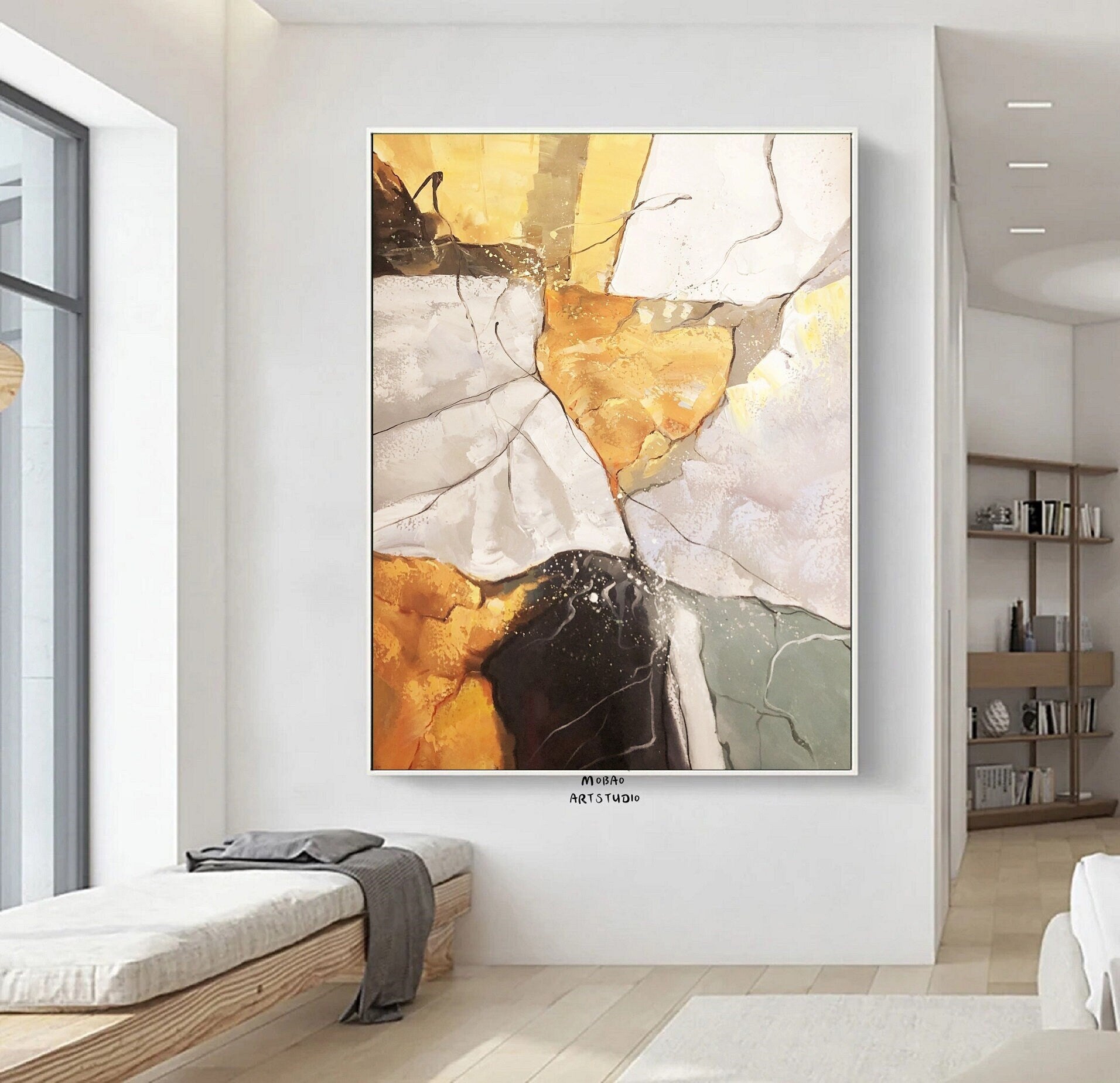 Extra Large Original Beige and Black Abstract Painting For Living Room Contemporary popular Oil Paintings,White texture painting,Boho Minimalist