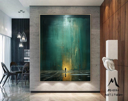 Green Canvas Painting Green Abstract Art Green Minimalism Painting Green Wall Art Green Canvas Wall Art Large Green Abstract Painting:Hope-3