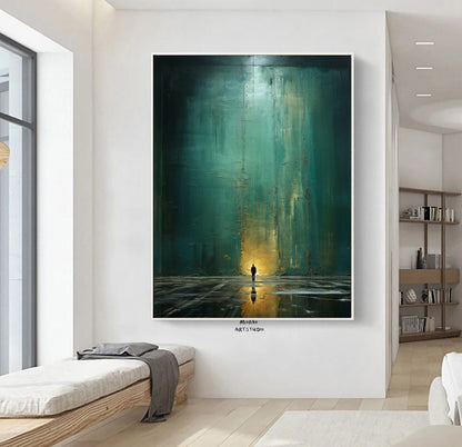 Green Canvas Painting Green Abstract Art Green Minimalism Painting Green Wall Art Green Canvas Wall Art Large Green Abstract Painting:Hope-3