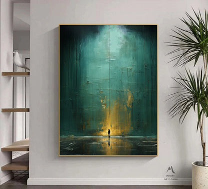 Green Minimalism Painting Green Canvas Painting Green Abstract Art Green Wall Art Green Canvas Wall Art Large Green Abstract Painting:Hope-5