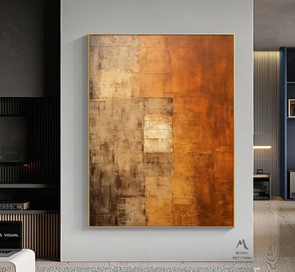 Orange Abstract Painting Brown Minimalist Art Orange 3D Texture Art Orange Abstract Art Brown Wall Art Brown Abstract Art Brown Wall Art