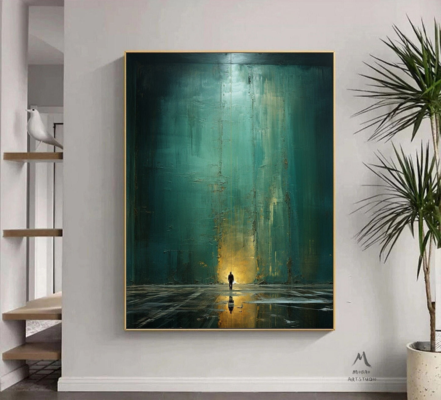 Green Canvas Painting Green Abstract Art Green Minimalism Painting Green Wall Art Green Canvas Wall Art Large Green Abstract Painting:Hope-3