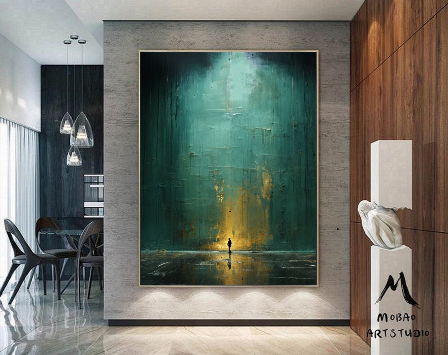 Green Minimalism Painting Green Canvas Painting Green Abstract Art Green Wall Art Green Canvas Wall Art Large Green Abstract Painting:Hope-5