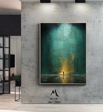 Green Minimalism Painting Green Canvas Painting Green Abstract Art Green Wall Art Green Canvas Wall Art Large Green Abstract Painting:Hope-5