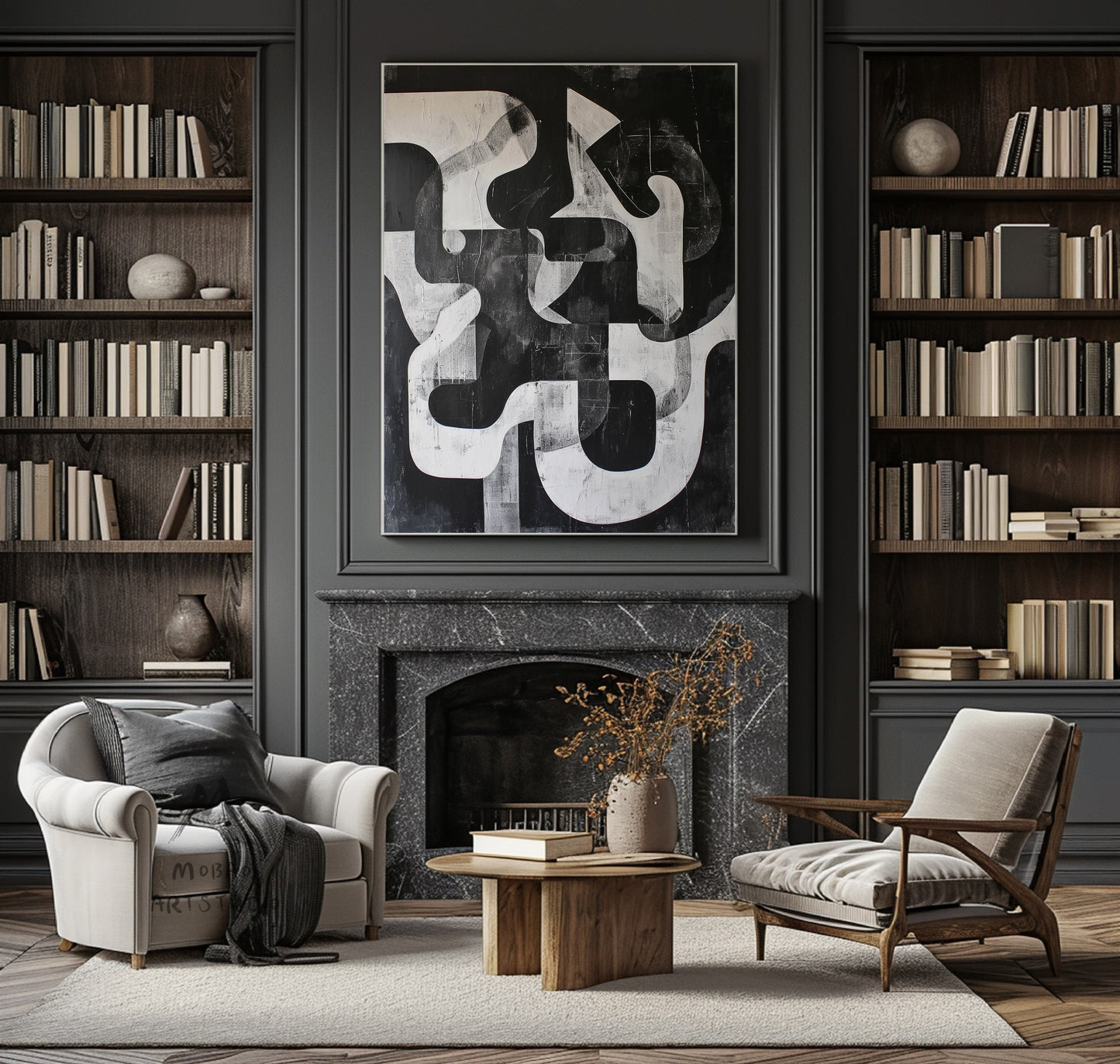 Large Black And Gray Abstract Wall Art Contemporary Abstract Painting on Canvas Black Textured Wall Art Black Art Modern Wall Decor