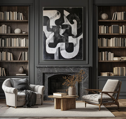 Large Black And Gray Abstract Wall Art Contemporary Abstract Painting on Canvas Black Textured Wall Art Black Art Modern Wall Decor