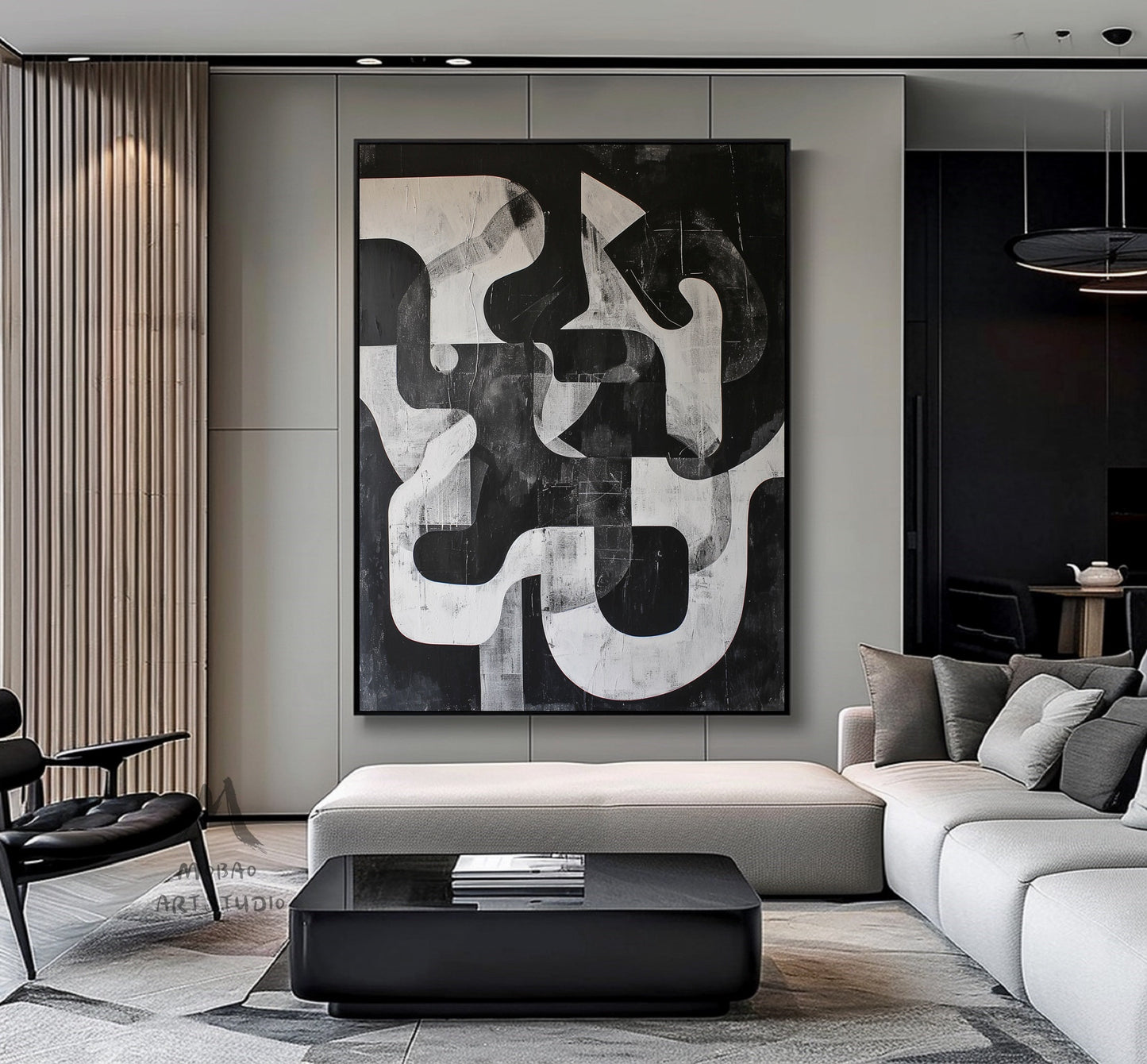 Large Black And Gray Abstract Wall Art Contemporary Abstract Painting on Canvas Black Textured Wall Art Black Art Modern Wall Decor