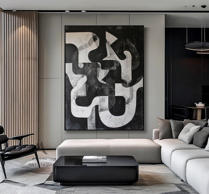 Large Black And Gray Abstract Wall Art Contemporary Abstract Painting on Canvas Black Textured Wall Art Black Art Modern Wall Decor